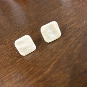 Cream Square Stud Earrings